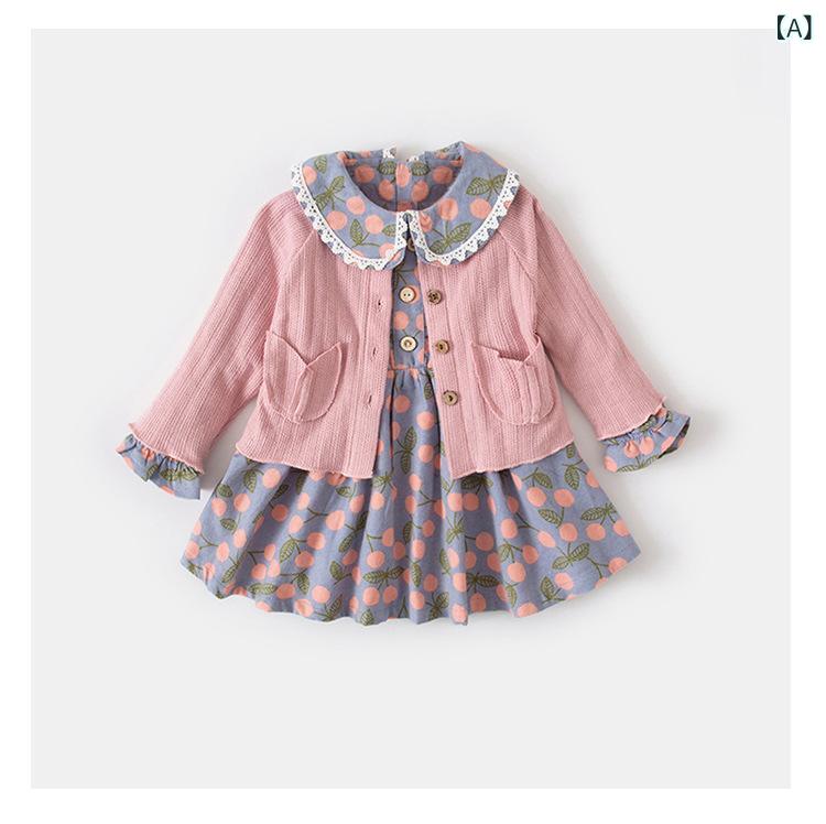 スカートセットアップ 女の子 キッズ 子供服 冬 韓国風 カジュアル 長袖 プルオーバー プリント 上下2点セット ツーピース コットン 綿混 柔らか素材 ピンク 通園 普段使い 4,782円