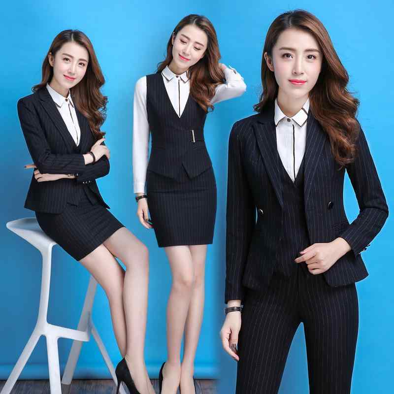 セットアップ レディース 秋冬 ストライプ柄 ベスト ジレ パンツ スラックス オフィス ビジネス スーツ 制服 ユニフォーム 通勤 営業 接客 事務服 ポリエステル混紡