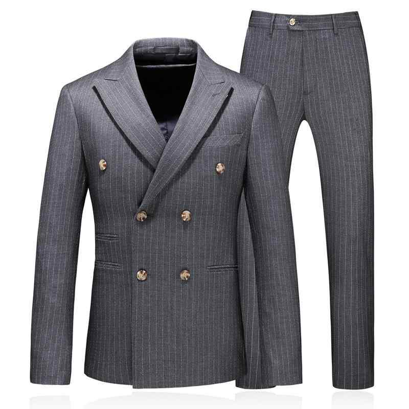 スーツ メンズ 男性用 ダブルブレスト スリーピーススーツ スリムフィット 細身 新郎 結婚式 披露宴 パーティー フォーマル ビジネス セットアップ グレー