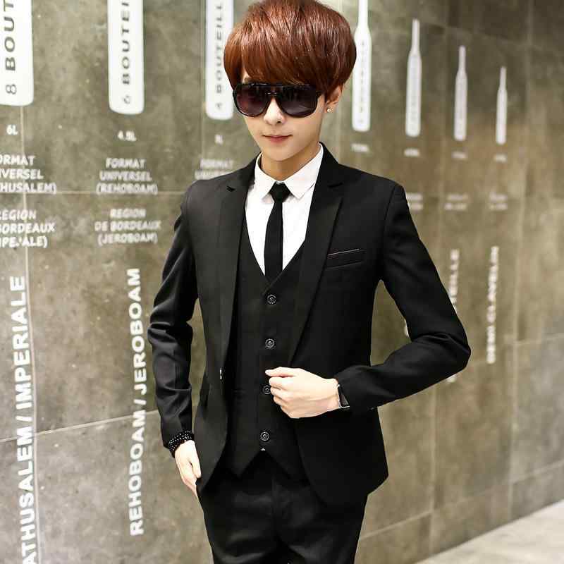 スーツ メンズ 男性用 韓国風 カジュアル スリムフィット スリーピース ベスト ジレ セットアップ カジュアルパンツ 結婚式 ビジネス フォーマル 春秋 薄手 アセテート繊維 ブラック系 グレー系 ワインレッド系 ネイビー系