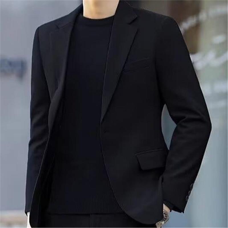 ジャケット メンズ 男性用 カジュアル ブレザー スーツジャケット 韓国風 トレンド スリムフィット テーラードカラー シングル 1つボタン 春秋 ビジネス オフィス 普段使い コーデュロイ ポリエステル ノーアイロン ブラック グレー ベージュ