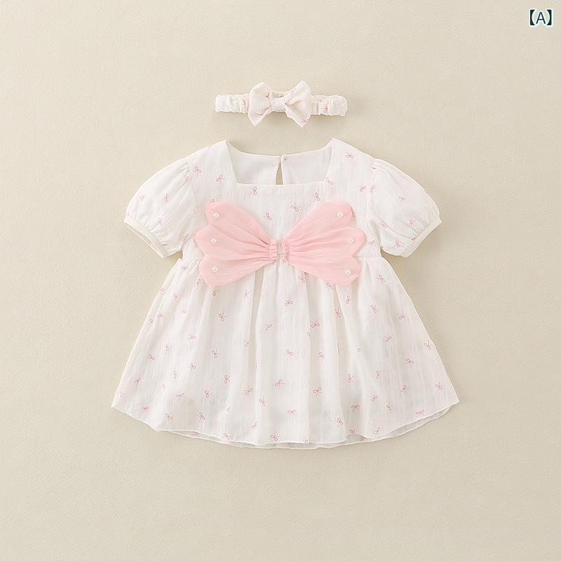 ロンパース ベビー 女の子 新生児 ワンピース風 半袖 薄手 夏用 お出かけ プリンセススタイル かわいい おしゃれ ポリエステル 股下スナップ