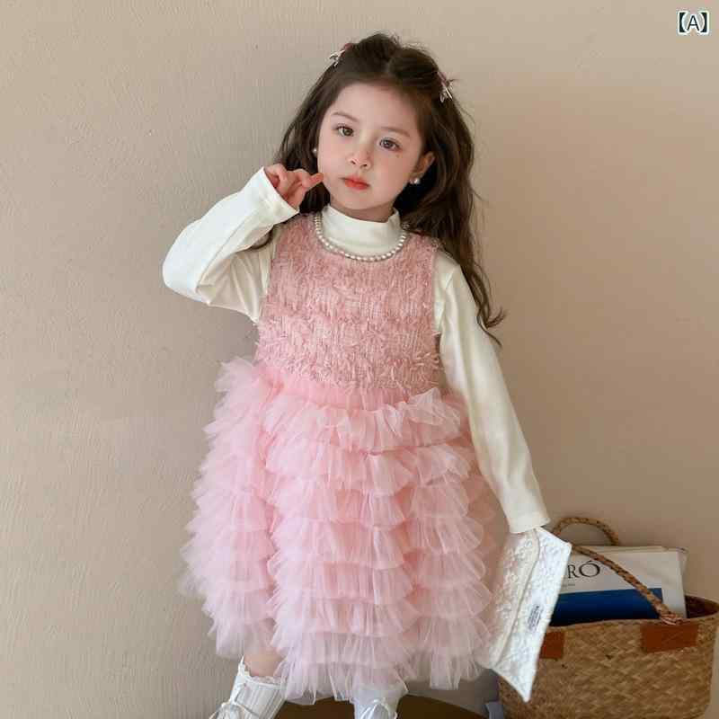 ワンピース 女の子 ベビー キッズ 子供 春秋 チュール プリンセス お姫様 ふわふわ ボリューム おしゃれ かわいい 誕生日 発表会 セレモニー ドレス ピンク ベージュ フォーマル イベント