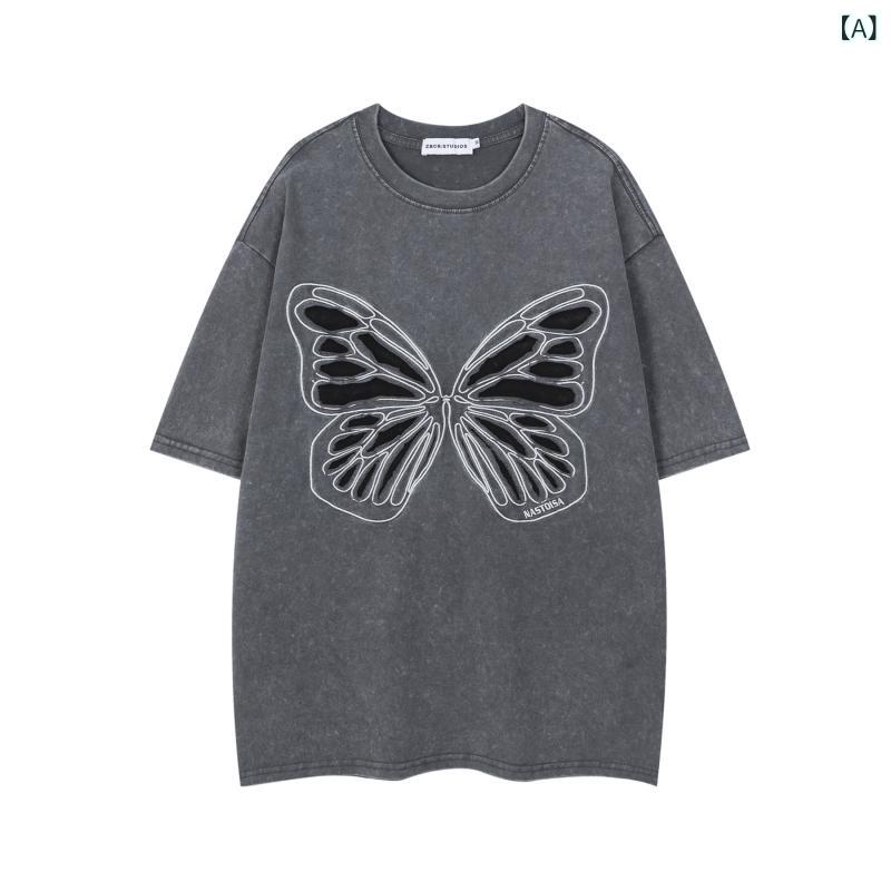 Tシャツ メンズ アメカジ ストリート ヘビーウェイト ウォッシュ加工 ロゴ刺繍 半袖 クルーネック ゆったり ビッグシルエット コットン 春夏 カジュアル ペアルック