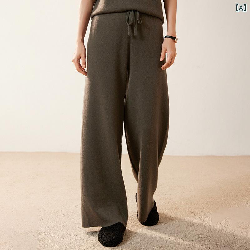 ワイドパンツ レディース 秋冬 カシミヤ100% ハイウエスト おしゃれ 着痩せ やわらか 肌触り 快適 通勤 オフィス カジュアル エレガント