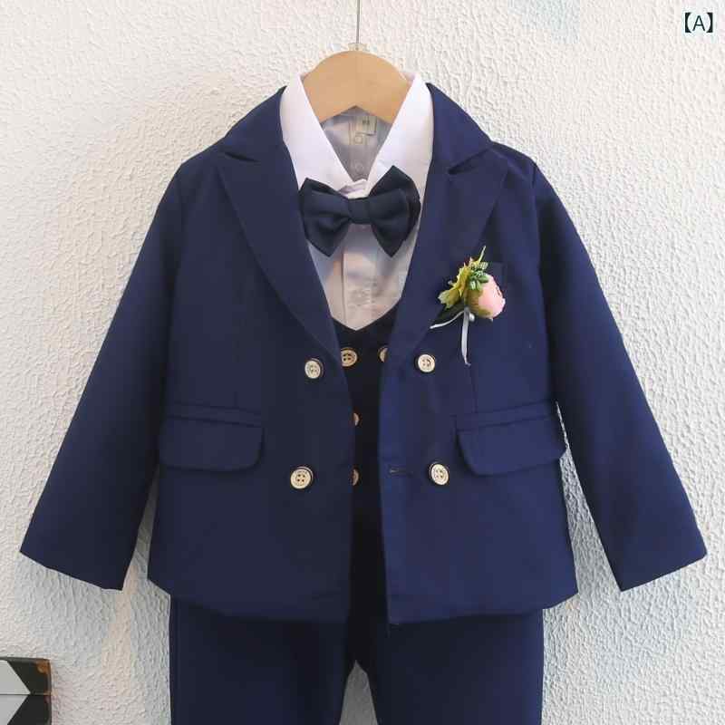 ジャケット 男の子 ブレザー スーツ 発表会 舞台 司会 礼服 フォーマル 英国風 シングルボタン おしゃれ ポリエステル 春秋 リングボーイ ネイビー カーキ ピンク