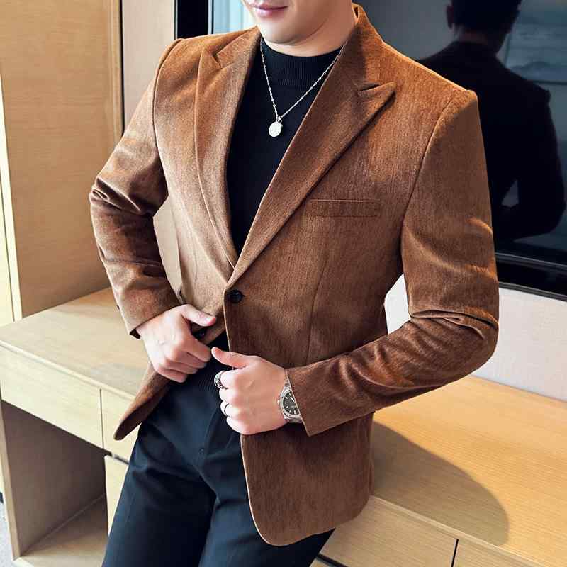 ジャケット 男性用 コーデュロイ テーラードジャケット ブレザー 秋冬 厚手 おしゃれ 高級感 上質感 カジュアル ビジネスカジュアル 普段使い スリム スタイリッシュ ブラック ベージュ ブラウン
