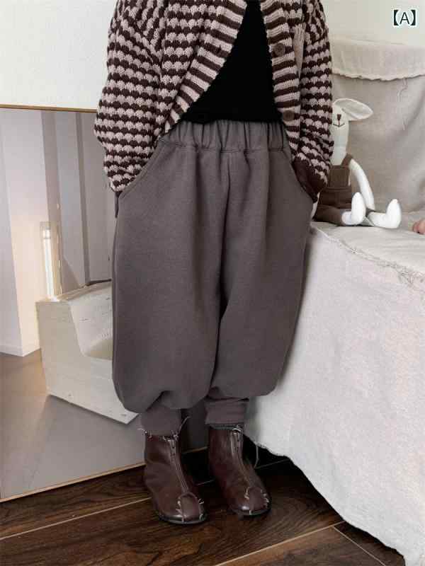 パンツ キッズ 男の子 女の子 男女兼用 春秋 綿 コットン 無地 ジョガーパンツ 裾絞りパンツ カジュアル リラックス 長ズボン ゆったり ハイウエスト 普段使い お出かけ 着回し グレー ブラック