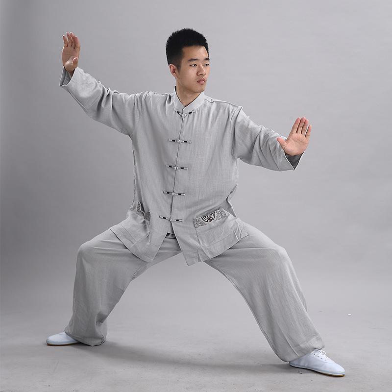 太極拳服 男女兼用 中老年 長袖 綿麻 リネン 運動服 演武用 舞台 練習着 武術 刺繍 通気性 吸汗性 カジュアル アウトドア｜Hanbok Home