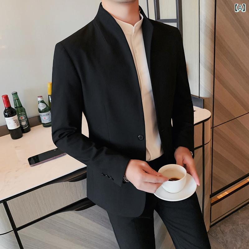 上衣 メンズ 成人男性用 か細い テーラードジャケット スポーツジャケット 心地よい 点火装置商行為 今めかしい 細身 無地 シングル 2つ名取り草 センターベント 長袖 秋冬 アウター 羽織り 通い 事務室 普段使い