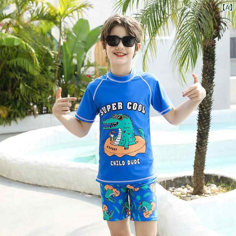 キッズ 男の子 ジュニア スイムウェア 水着 セパレート 長袖 UVカット 日焼け防止 吸汗速乾 スイムパンツ スイミング トレーニング セット ゆったり ぽっちゃり 学生