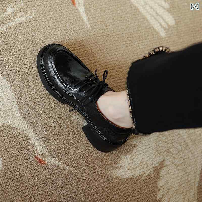 置き目毛革 レディース 羊革 子ヒツジなめし革 チャンキーヒール 深めとり捨てる スピード競技膨れ上がる 心地よい レトロ ラウンドトゥ 普段使い走り 革靴 ラバーソール 靴-レディース靴