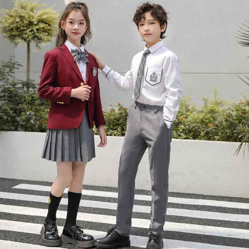 キッズスーツ ジュニア 小中学生 男の子 女の子 男女兼用 春秋 スクールスタイル ブリティッシュ 綿 フォーマルウェア 発表会 合唱団 朗読 舞台衣装 学生服 制服 ブレザー セットアップ