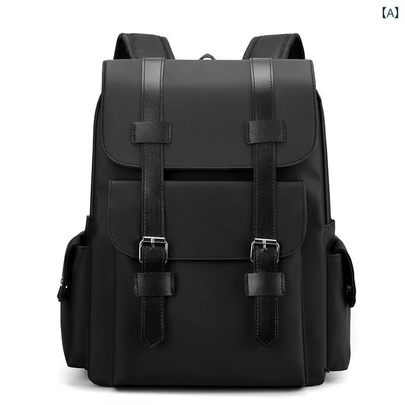 ビジネスリュック メンズ PU 防水 大容量 軽量 シンプル 通勤 出張 通学 旅行 普段使い PCタブレット収納 おしゃれ 無地 スクエア型 バックパック カバン