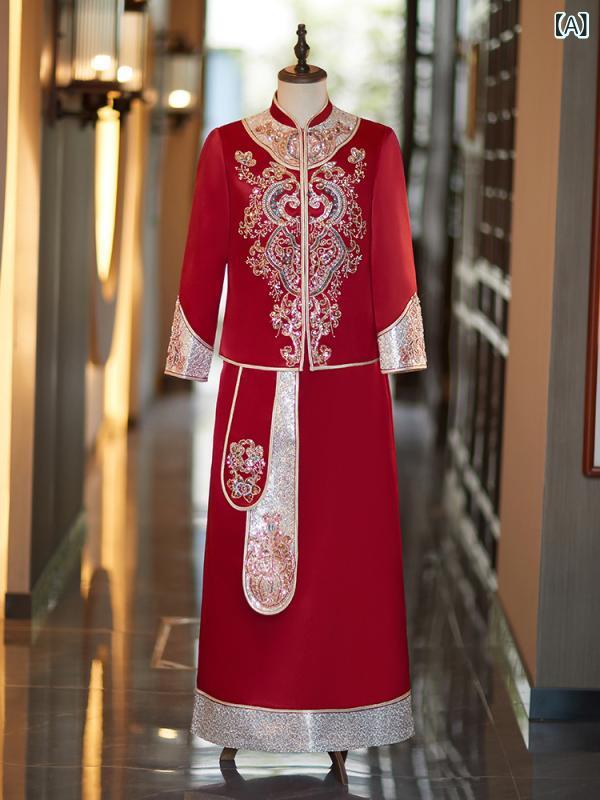唐装 メンズ 龍鳳褂 中華風 一緒になる 花むこ服 レトロ 迎親服 大きめ大きさ 冬 ポリエステル混紡 舎密学衣料繊維混紡 手編み レトロ 古典派音楽 中国風 言い慣わし御召しもの 事あたらしい 絵図面