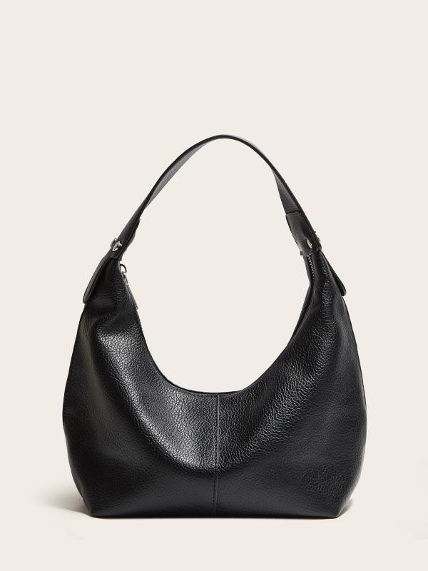 バッグ レディース ショルダーバッグ ハンドバッグ 三日月型 餃子型 PUレザー ソフト 高級感 上品 シンプル カジュアル 普段使い デイリーユース ブラック ベージュ ブラウン ファスナー開閉 内ポケット