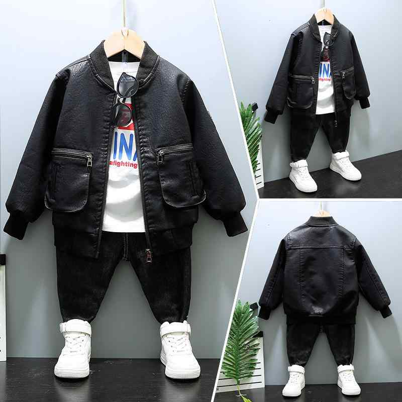 ジャケット キッズ 男の子 子供 ジュニア レザージャケット 革ジャン PUレザー 合皮アウター 春秋冬 長袖 ジップアップ 丸首 ショート丈 カジュアル 普段使い おしゃれ かっこいい やわらか 無地 羽織り