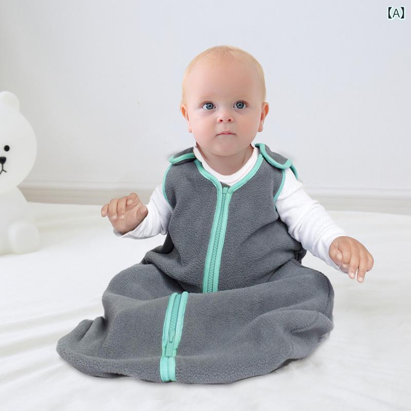 ベビー スリーパー 赤ちゃん 寝袋 フリース ボア 厚手 暖かい 防寒 新生児 0歳 1歳 秋冬春 足つき 袖なし ベストタイプ 無地 ファスナー