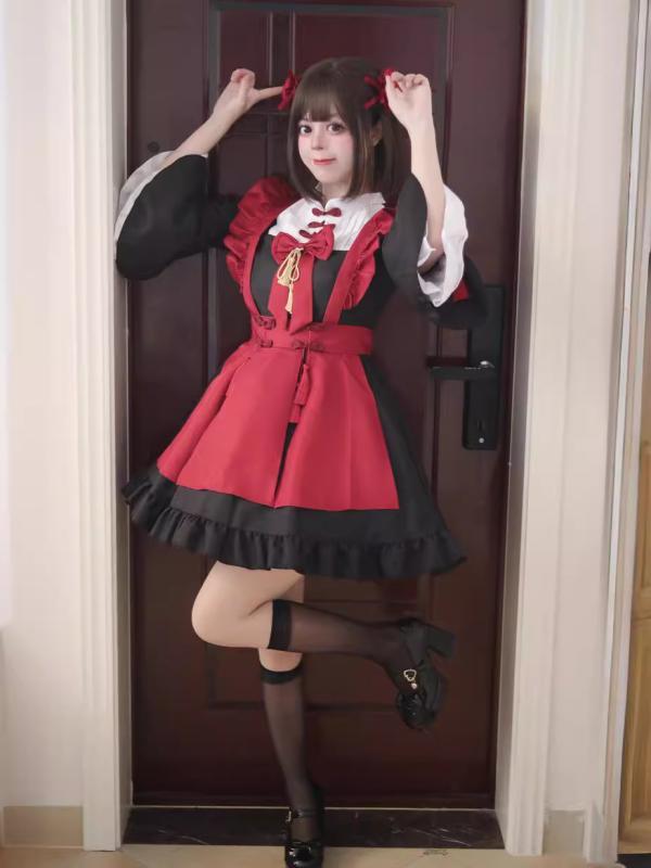 メイド服 レディース ロリータ チャイナ風 コスプレ衣装 演出 イベント ハロウィン 仮装 大きいサイズ ゆったり ビッグシルエット ポリエステル