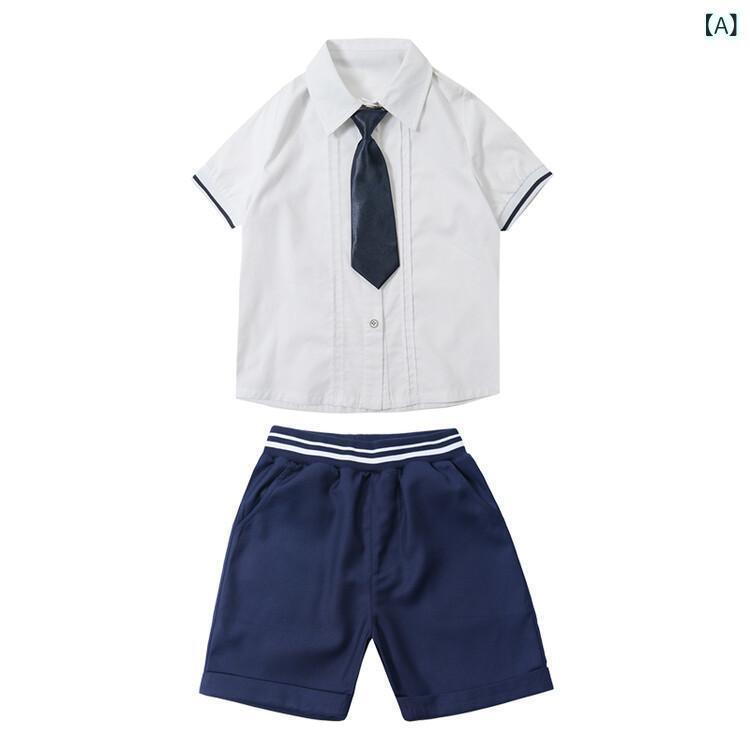 スクールウェア キッズ 男女兼用 半袖 夏 幼稚園 小学校 制服 セットアップ 卒業写真 クラス 運動会 綿素材 柔らかな肌触り
