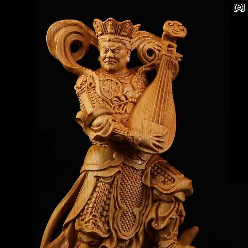 木彫り 仏像 四天王 崖柏木 置物 多聞天 広目天 増長天 持国天 守護神 門番神 厄除け 魔除け 開運招福 五穀豊穣 家内安全 縁起物 天然木 工芸品 インテリア 飾り