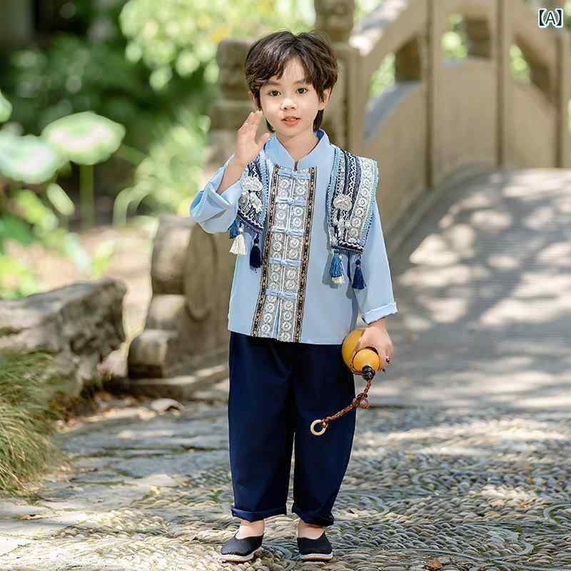 漢服 子供 男の子 女の子 中国伝統衣装 書生スタイル 儒装 綿素材 柔らかい 肌触り良い 着心地良い 発表会 舞台衣装 イベント 春秋