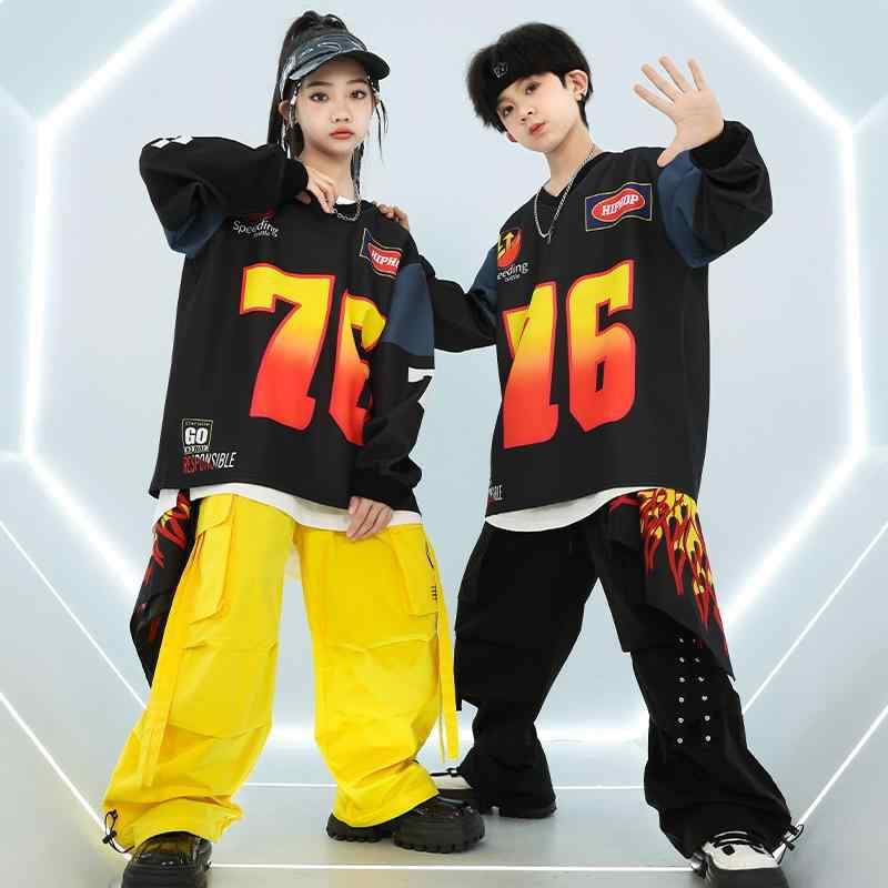 キッズダンス衣装 男の子 女の子 ヒップホップ ストリートファッション 発表会 演出 パフォーマンス レッスン着 練習着 クール かっこいい スタイリッシュ ポリエステル素材 セットアップ 中小児 100-140cm