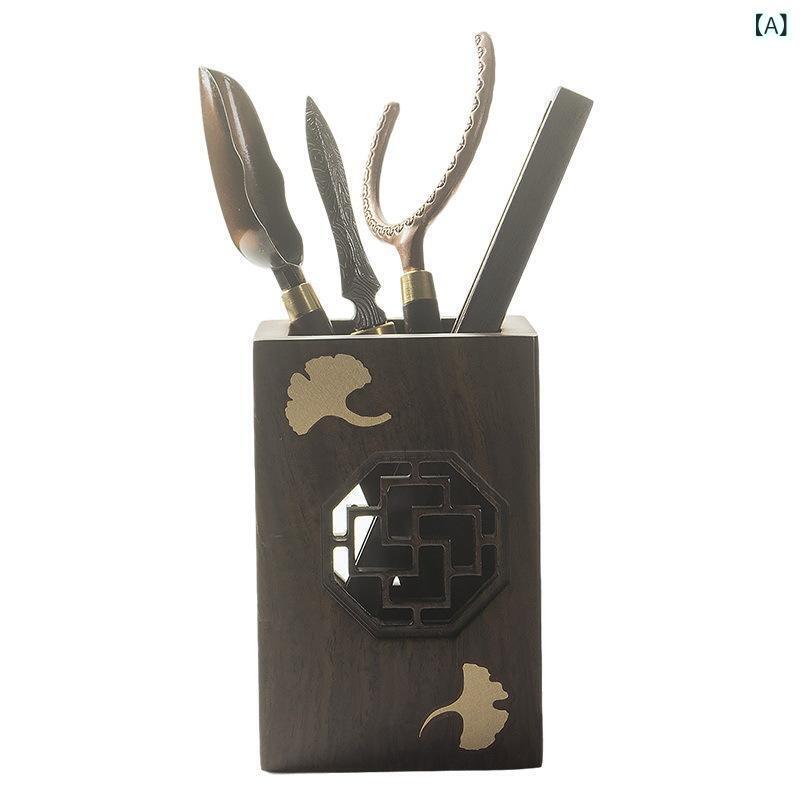 茶道具 黒檀 木製 功夫茶器 茶道六点セット 茶器お手入れブラシ 養壺筆 茶匙 中国風 中国茶 本格的 来客用 上質 高級感 銘木 おしゃれ インテリア
