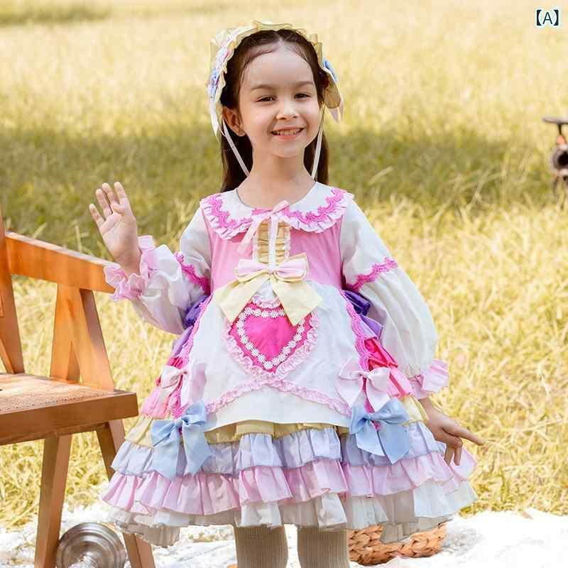 キッズ 御姉さん ロリータ 妃殿下 仙女 A生産ラインお召しもの 年月 綿 綿織物 長袖 サクラ色系