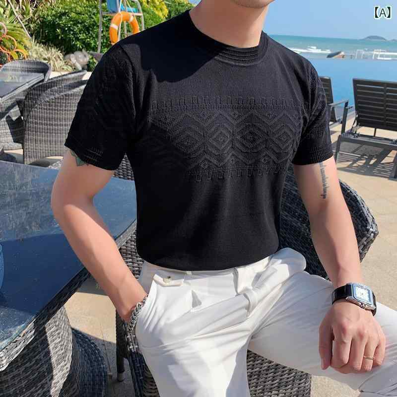 Tシャツ メンズ 半袖トップス 夏 ファッション 接触冷感 コットン 薄手 きれいめ ストレッチ 吸湿速乾 スリムフィット カジュアル 普段使い 綿混