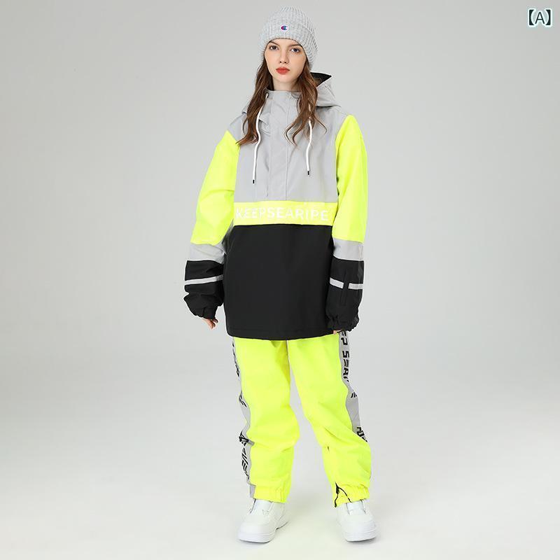 スノボ スキーの板御召しもの 男女兼用 ユニ一発やる 表どおり系 大層らしい大いさ ルーズフィット ポンジー原料品 上衣 ズボン下 上下書き割り 雨合羽 透湿 保温 耐摩耗 防風 中綿入り口・入口 雪山 ウィンタースポーツ