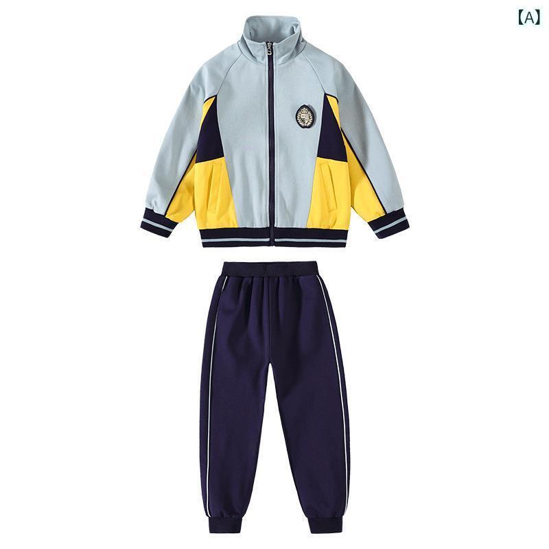 セットアップ キッズ 男女兼用 小学生 幼稚園 園服 運動着 上下セット 春秋 スクールユニフォーム スポーツウェア 綿 ジップアップ 通学 通園 運動会