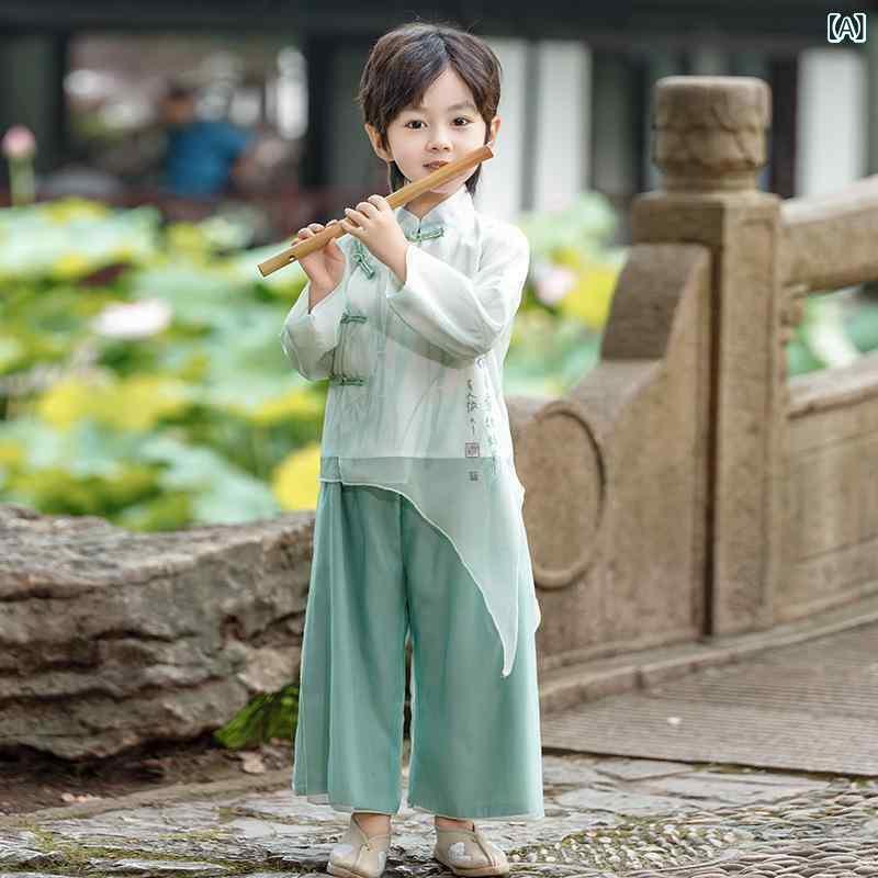 民族衣装 キッズ ベビー 男の子 女の子 漢服 唐装 チャイナ風 古装 コスチューム 春秋 セットアップ アンサンブル ポリエステル 発表会 ステージ イベント 写真撮影