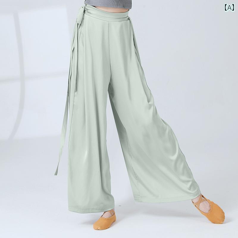 ダンスパンツ レディース 現代舞 古典舞 中国舞 レッスン着 練習着 プロ仕様 トレーニング ワイド フレア ガウチョ 軽やか エレガント シフォン ステージ 発表会 パフォーマンス 衣装 ボトムス