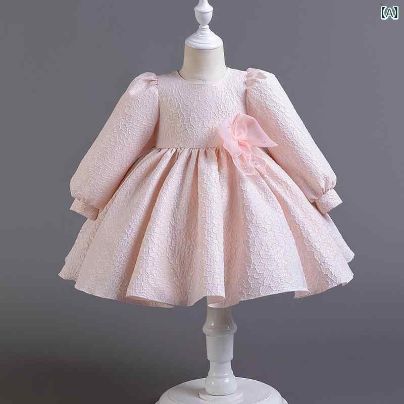 ドレス ベビー 女の子 キッズ 1歳 誕生日 初誕生日 バースデー 結婚式 ウェディング フォーマル セレモニー お呼ばれ パーティー 発表会 入園式 記念写真 プリンセス お姫様 上品 エレガント おしゃれ リボン サテン ピンク ホワイト
