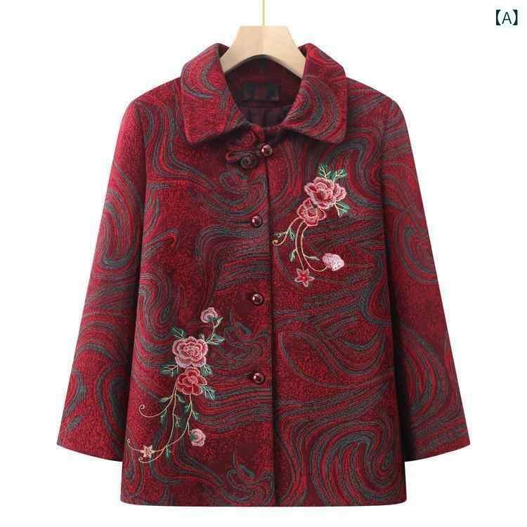 ジャケット レディース ミセス シニア 春秋 アウター ゆったり 襟付き レッド グリーン 普段使い カジュアル 60代 70代 80代 祖母 婦人服 トップス