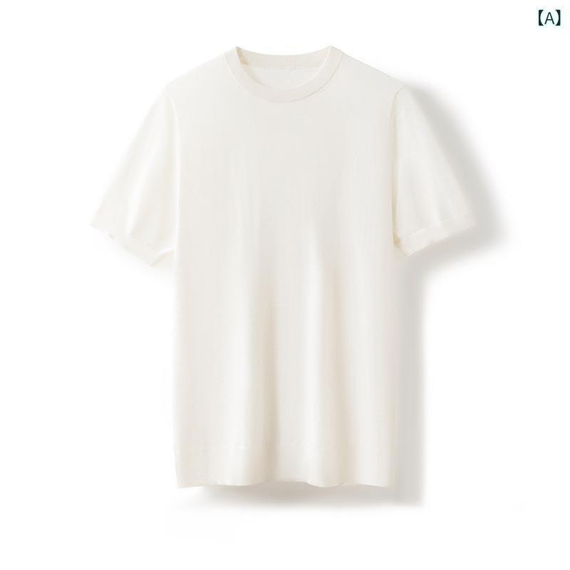 半袖Tシャツ メンズ 精紡カシミヤ ラウンドネック ゆったり 薄手 夏 接触冷感 吸湿速乾 快適 カジュアル 普段使い 上質 リラックススタイル
