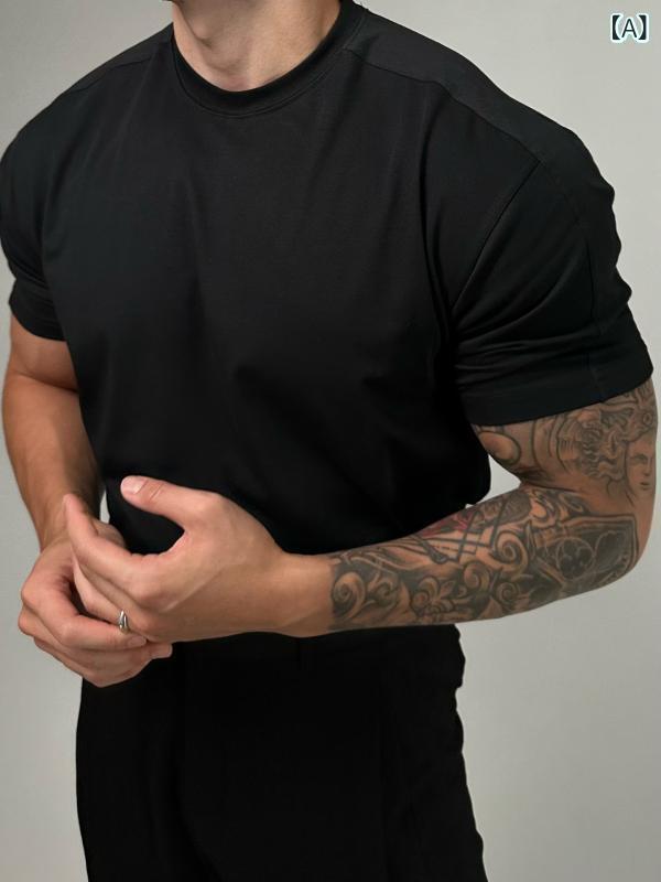 Tシャツ メンズ 男性用 230g ヘビーウェイト 綿 アメカジ レトロ スポーツカジュアル 無地 半袖 クルーネック トップス カットソー 普段使い トレーニング インナー