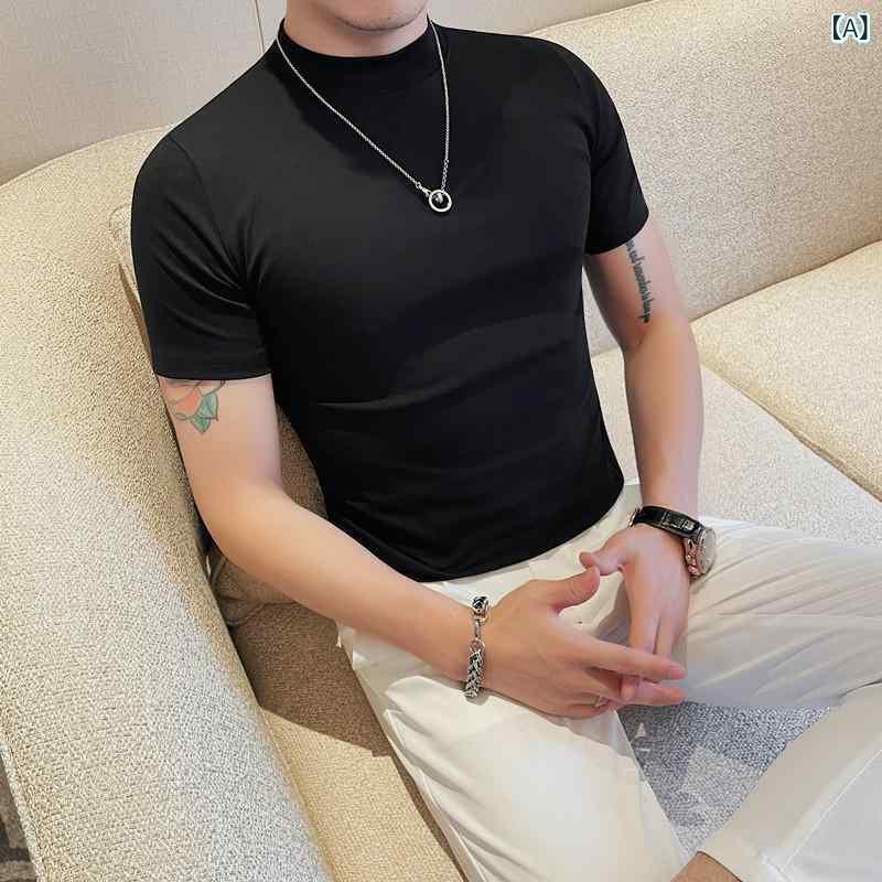 Tシャツ メンズ 男性用 半袖 スリムフィット ラウンドネック クルーネック 無地 クール 爽やか きれいめカジュアル ストレッチ 綿混 春夏 普段使い トップス ブラック ホワイト グレー カーキ ブラウン 4,468円