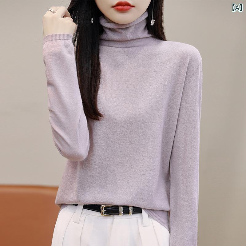 編み物 レディース カシミール雑ぜ合わせる 羊毛 薄っぺら スウェーター ゆったり タートルネック 長袖 ティーシャツ 秋冬 トップス 無地 窈窕たる 好いたらしいめ 成年者心地好い 普段使い