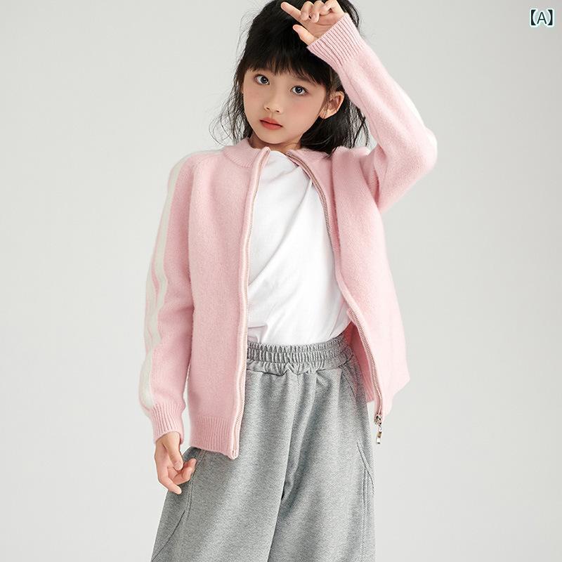 編み物ジレー キッズ お坊っちゃん 男女兼用 秋冬 朦々たる 羊毛混 ハイネック タートルネック 長袖 ジップアップ トップス 保温 防寒