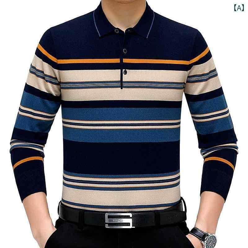 ポロシャツ メンズ 男性用 紳士 カシミヤ 長袖 ノーアイロン 防シワ ゆったり リラックスフィット プルオーバー 襟付き カジュアル ビジネス 通勤 大人 ミドル 春秋 通気性 耐摩耗