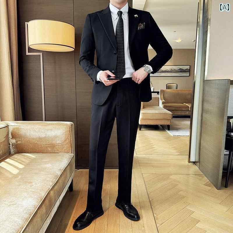 スーツ メンズ 男性用 ビジネス オフィス 通勤 会食 結婚式 披露宴 二次会 パーティー 礼服 フォーマル 上質 エレガント 地紋 シャドウパターン ピークドラペル スリムフィット 細身 セットアップ 秋冬 混紡 ビスコース素材