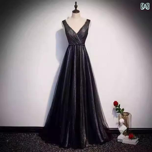パーティードレス レディース Vネック ブラック チュール サテン エレガント スタイルアップ ワンピース 結婚式 二次会 お呼ばれ 演奏会 発表会 ミディ丈 ハイウエスト ノースリーブ 上品 華やか 高見え