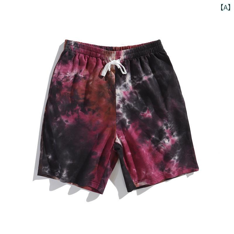 ハーフパンツ メンズ ヒップホップ ストリート タイダイ カモフラージュ ウォッシュ加工 ゆったり リラックスフィット ストレート コットン 綿 通気性 春夏 カジュアル 普段使い 五分丈 膝丈