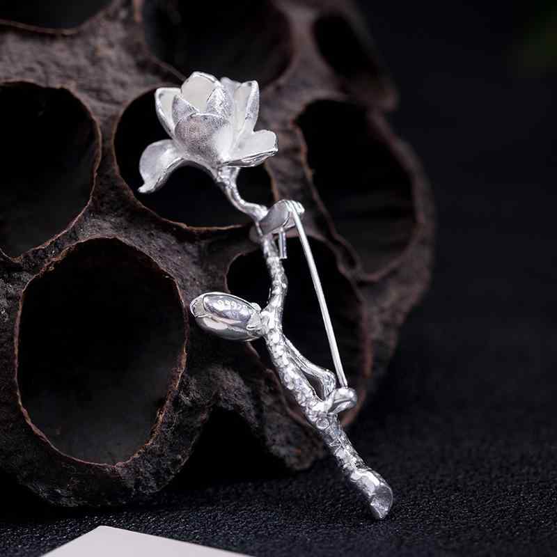 ブローチ レディース 925シルバー オリジナルデザイン 木蓮 花モチーフ シンプル おしゃれ エレガント フェミニン ラペルピン 秋冬