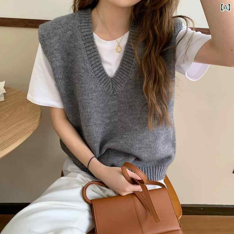 ベスト レディース Vネック 小顔効果 ウール ニットジレ 春夏 ゆったり オーバーサイズ トップス 重ね着 シンプル 上質 デイリーユース プルオーバー カジュアル