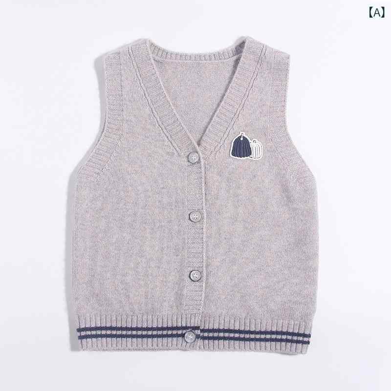 ちびっ子服 キッズ 編み物 より良い ノースリーブ Vのど首 保温 防寒 朦々たる 無地 伸縮性 通学 普段着 秋冬 今めかしい トップス 生あたたかい 心地よい 重ね着 幼稚園 もの柔らか原料品