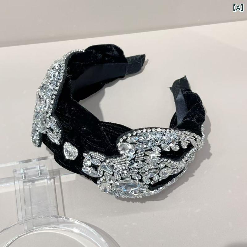 ヘアアクセサリー レディース ベルベット ヘッドバンド ジルコニア 鳩 モチーフ 編み込み 手作り エレガント 髪飾り 普段使い 秋冬 大人かわいい 輝き 贅沢な作り