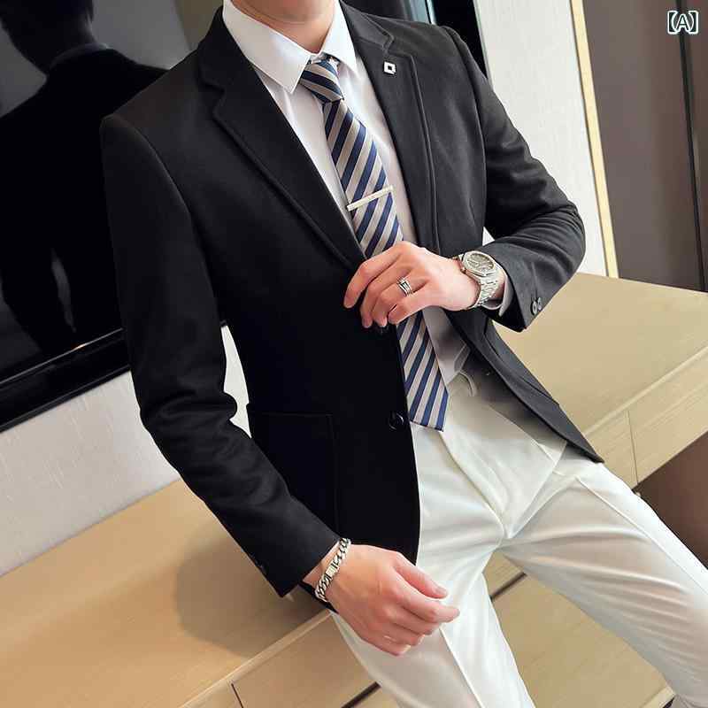 背広上衣 メンズ 照合のしるし柄 黒 暗然たる薄墨色 カーキ 秋 か細い 朦々たる 長袖 ポリエステル混紡 商行為心地よい 後ろ側細長い切口 継ぎ切れ隠し ラウンドヘム